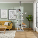 Modern minimalist cat furniture designed specifically for small apartment living to maximize vertical space