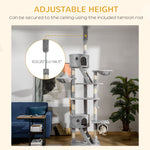 Space-saving tall cat tree with adjustable height, perfect for small urban apartment decor